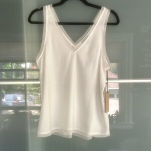 NWT Halogen Raw Edge Tank, Ivory Cloud
